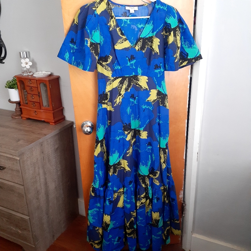 NWOT Christopher John Roger's for Target Blue Floral Tiered Dress Size 0